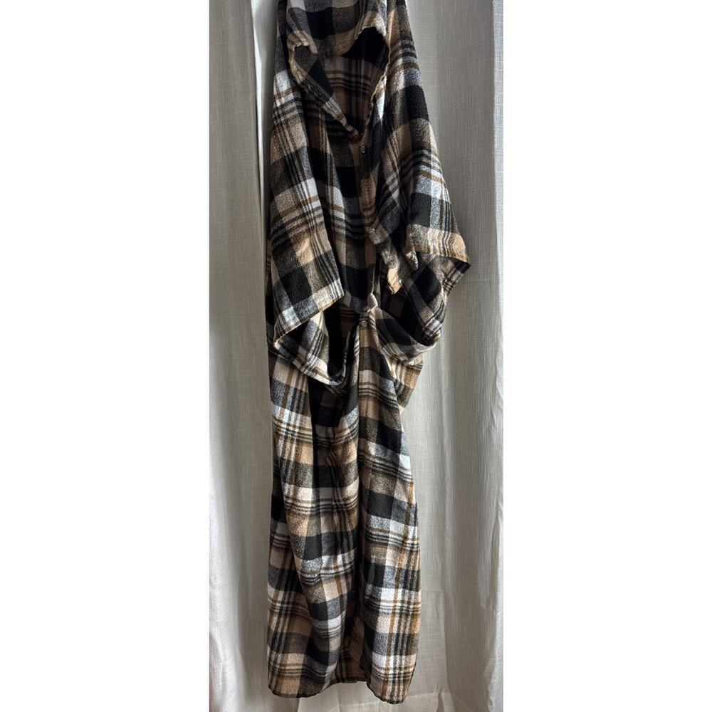 Tennessee Woolen Mills Blanket Wearable Wrap Stadium Throw Brown Plaid Snaps VTG